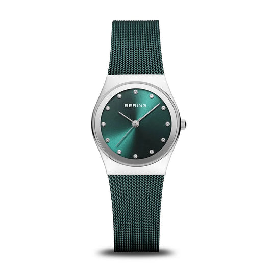 Bering Time Womens Silver and Green Watch