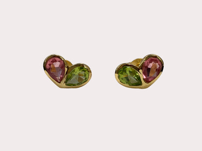 Sterling Silver 24ct Gold Plated Two Stone Pear Earrings