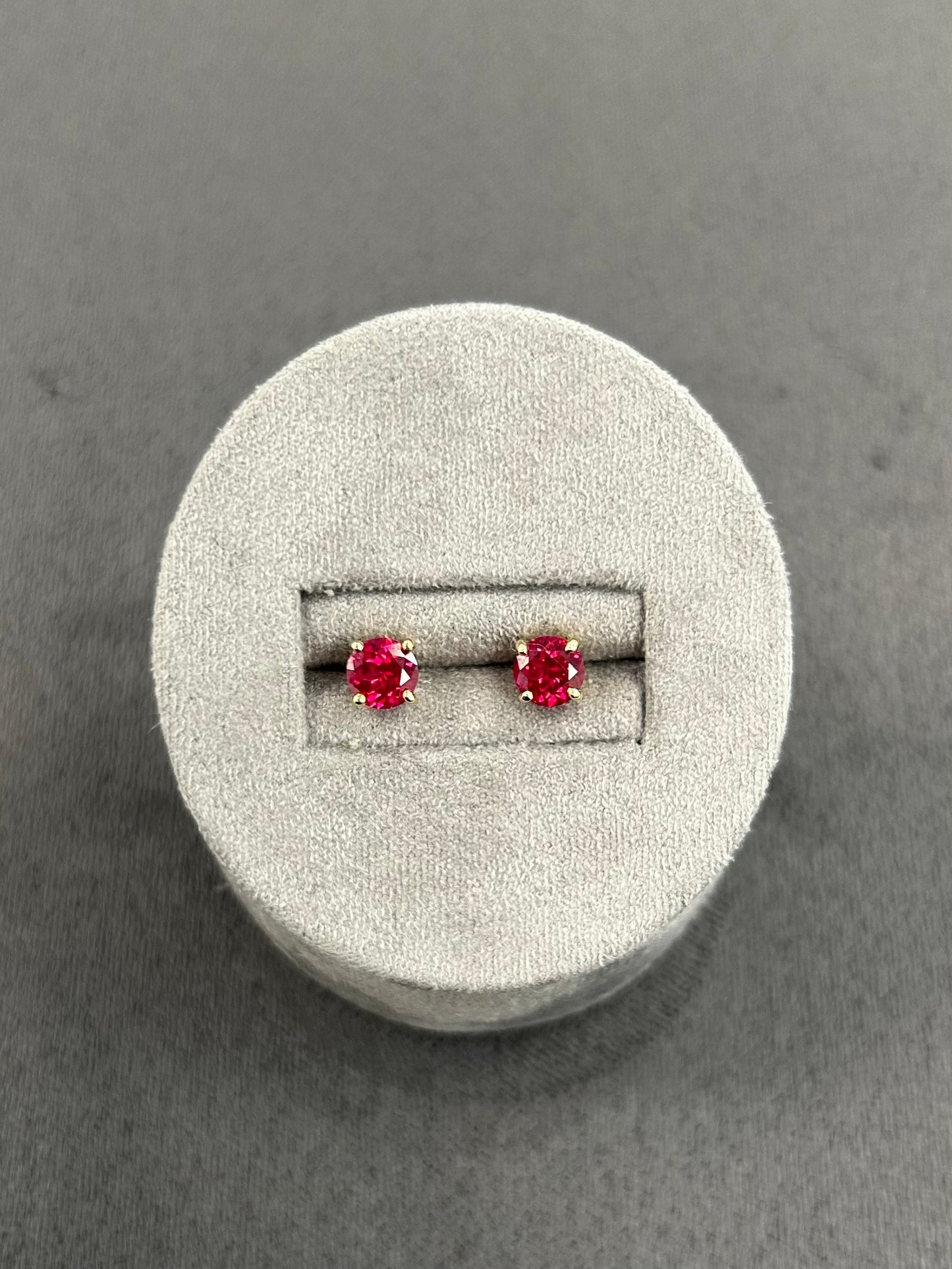9ct Yellow Gold Lab Ruby Stud Earrings