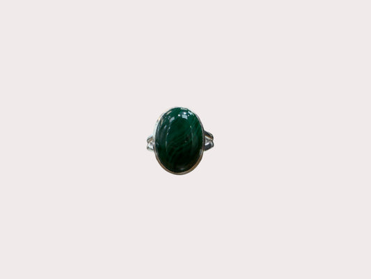 Sterling Silver Chunky Malachite Ring