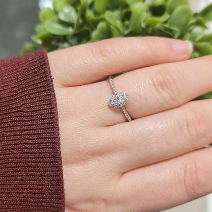 9ct White Gold Lab Marquise and Round Halo