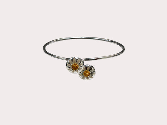 Sterling Silver Daisy Button Bangle
