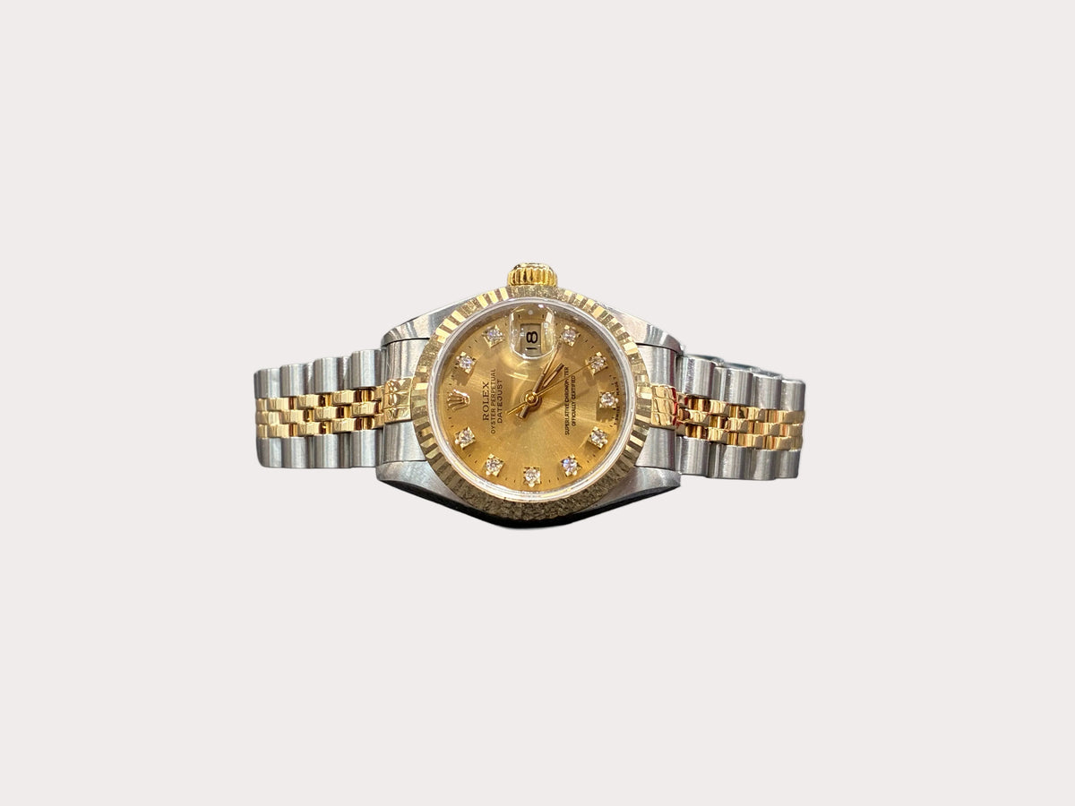 Pre-Owned Rolex Diamond Ladies Bi-Metal Watch Champagne Dial