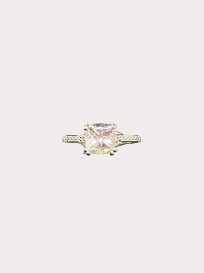 Sterling Silver Cushion Cut Gemstone Ring