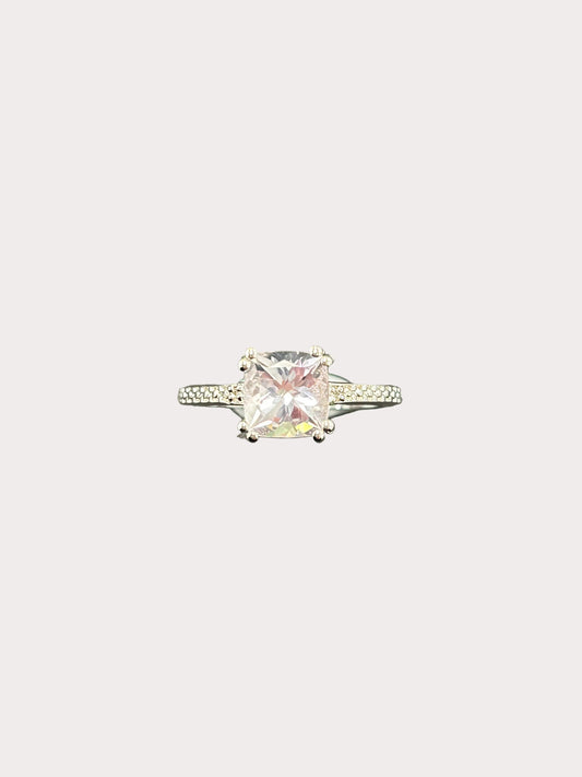 Sterling Silver Cushion Cut Gemstone Ring