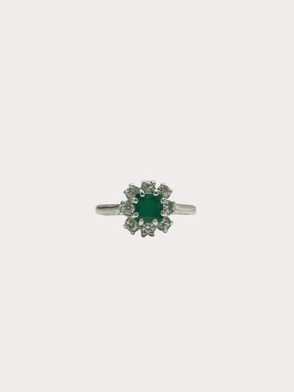 Pre-Owned 18ct White Gold Emerald and Diamond Ring