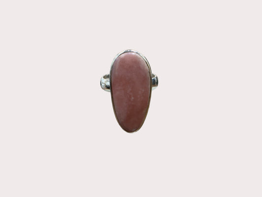 Sterling Silver Large Pink Opal Ring