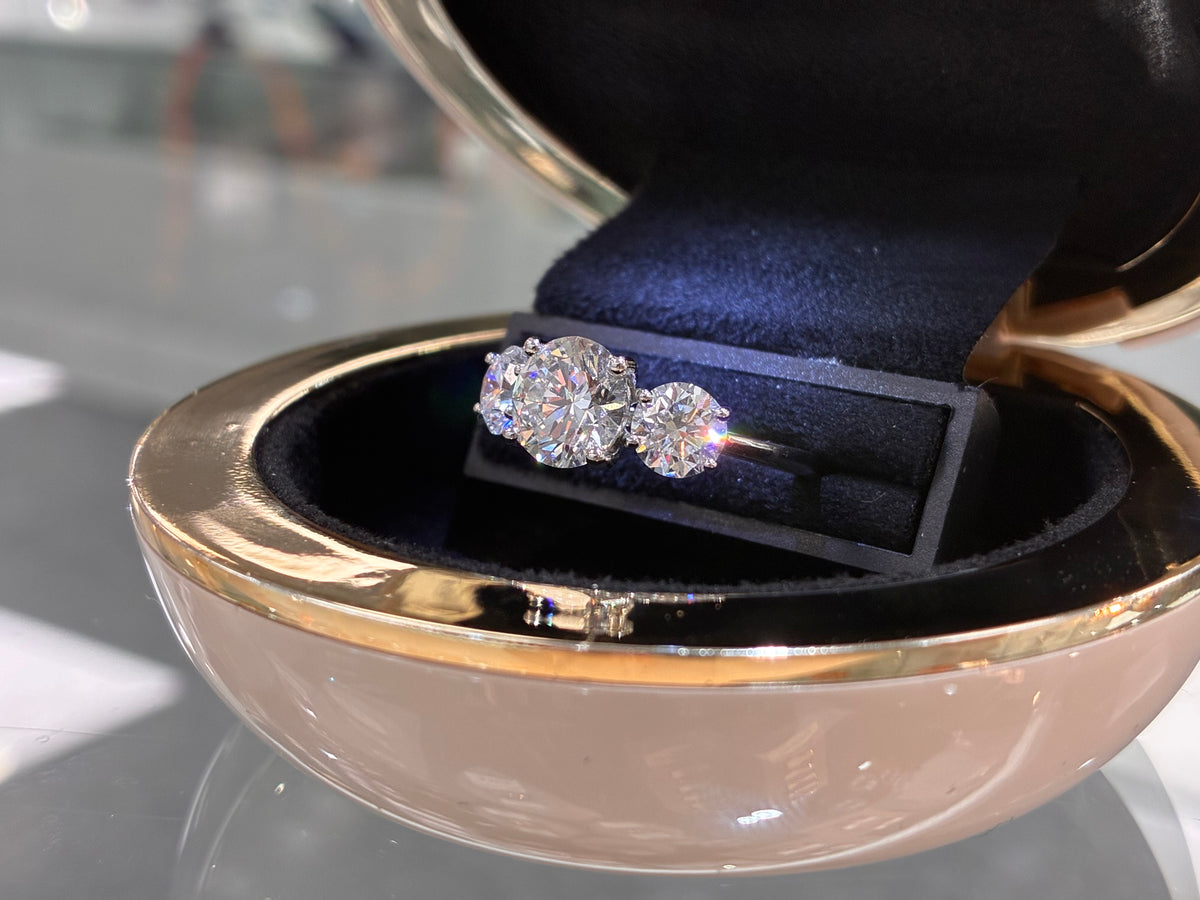 Platinum 3 Stone Round Brilliant Ring 3.55ct Total