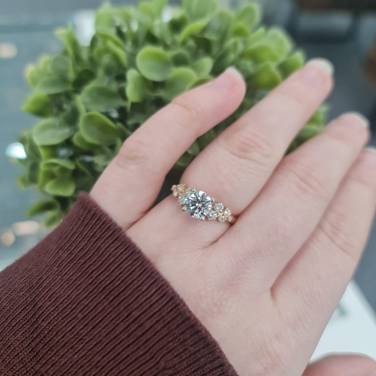 18ct Yellow Gold and Platinum, Lab Diamond Ring