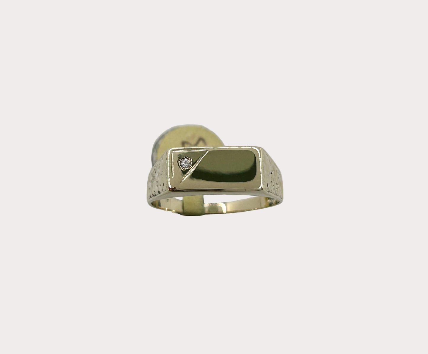 9ct Gold Rectangle Diamond Signet 2.9g