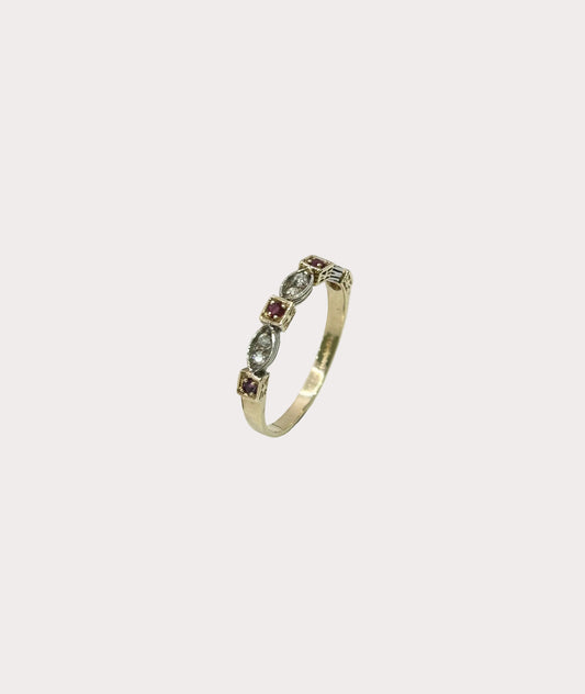 9ct Yellow Gold Ruby & Diamond Ring