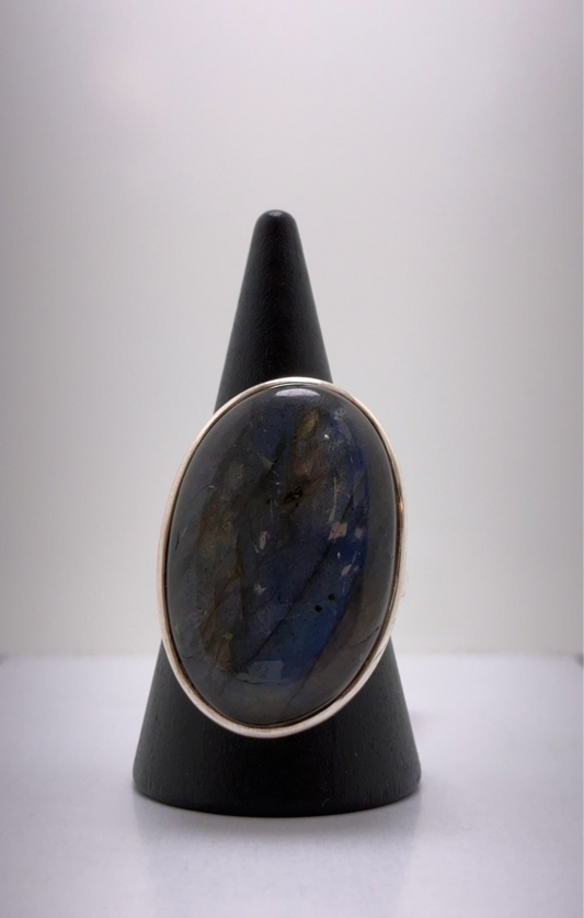 Sterling Silver Heavy Labradorite Ring 16.43