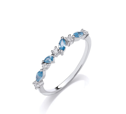 Sterling Silver Ocean CZ Sparkle Marquise Ring