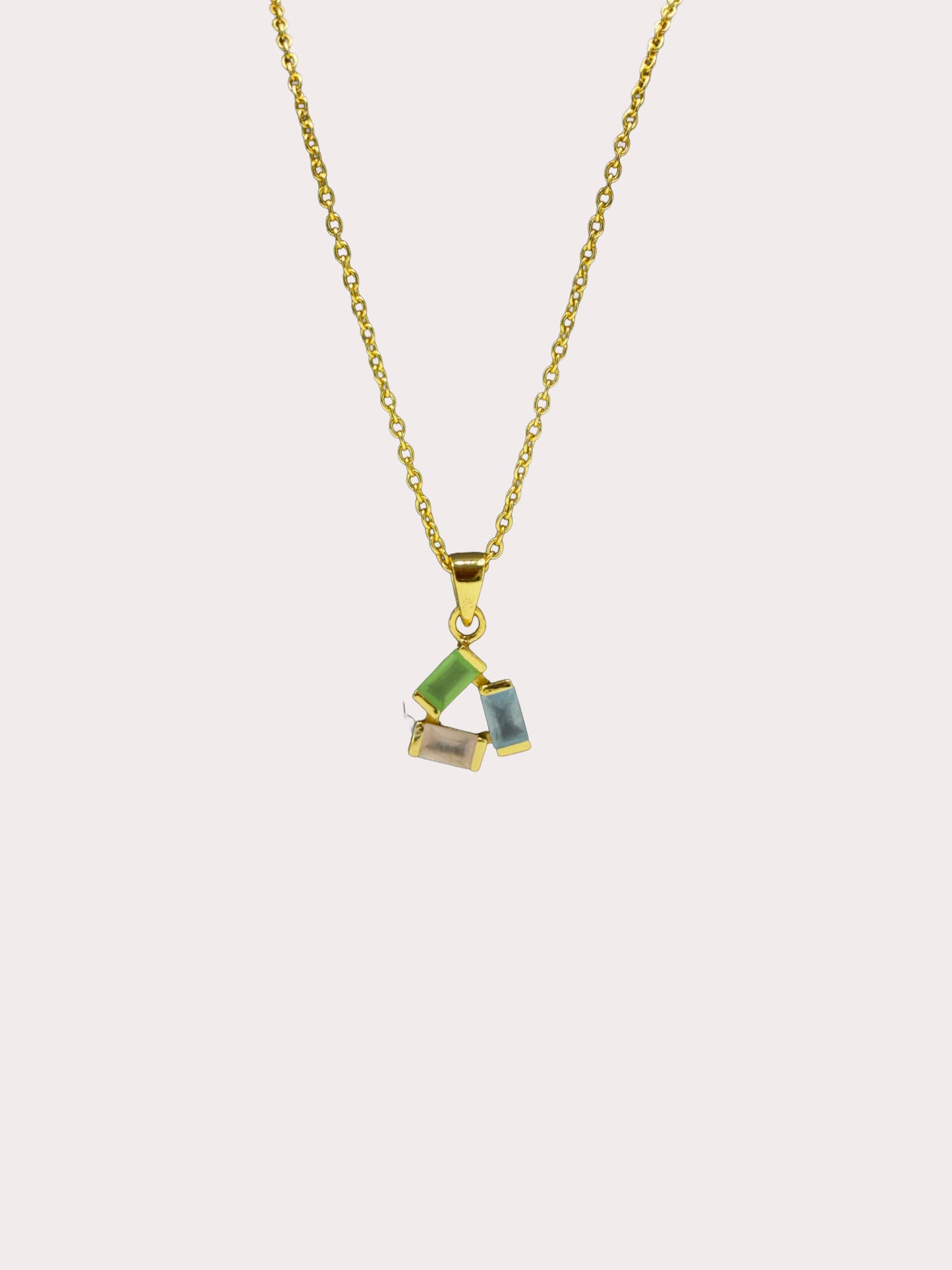 Sterling Silver Gold Plated Three Stone Necklace