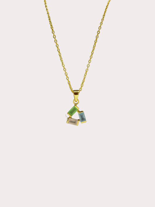 Sterling Silver Gold Plated Three Stone Necklace