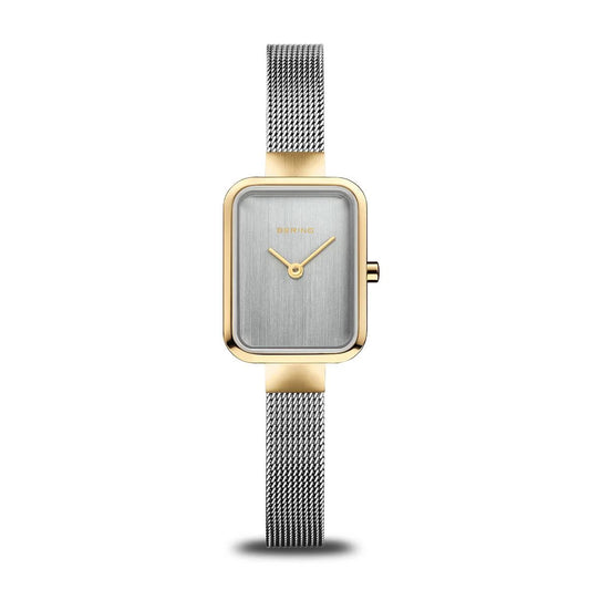 Bering Time Womens Silver and Gold Oblong Watch