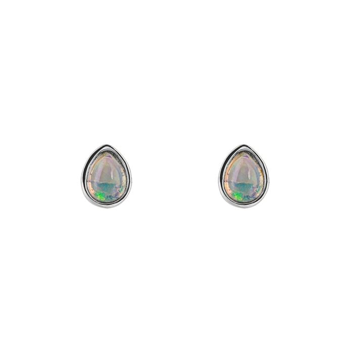 Sterling Silver October Opal Earrings
