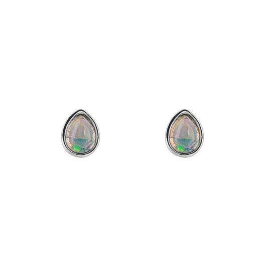 Sterling Silver October Opal Earrings