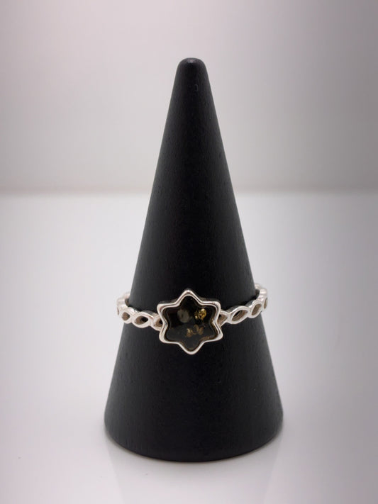 Sterling Silver Star Amber Ring