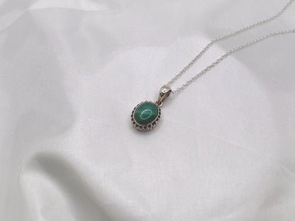 Sterling Silver Malachite Oval Pendant