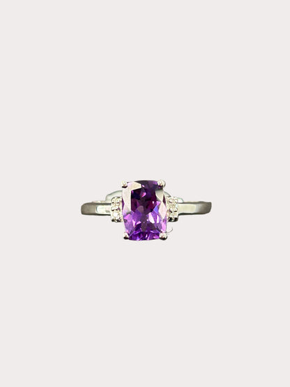 Sterling Silver Cushion Cut Gemstone Ring