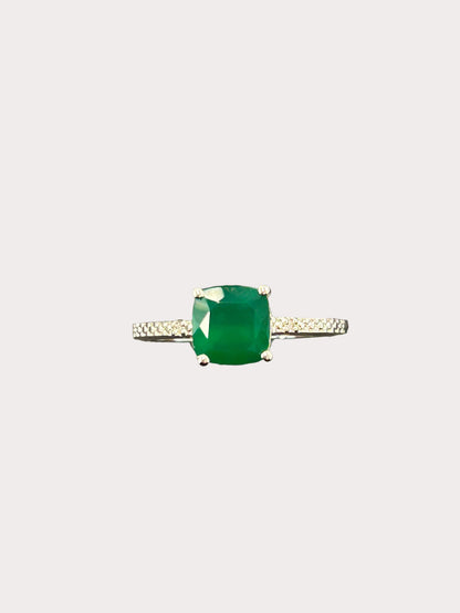Sterling Silver Cushion Cut Gemstone Ring