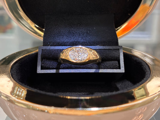 9ct Gold Lab Diamond Bezel Set Signet Ring