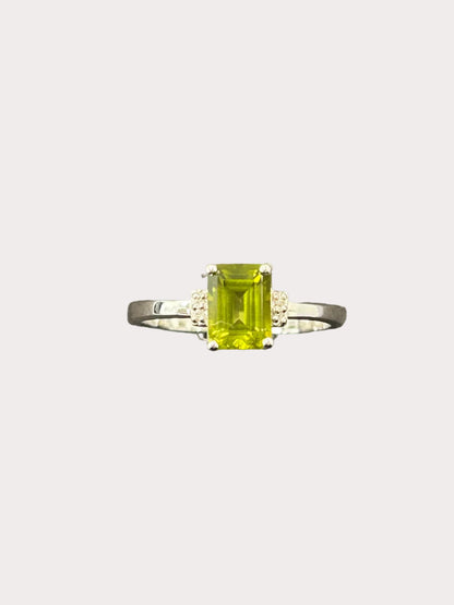 Sterling Silver Emerald Cut Gemstone Ring