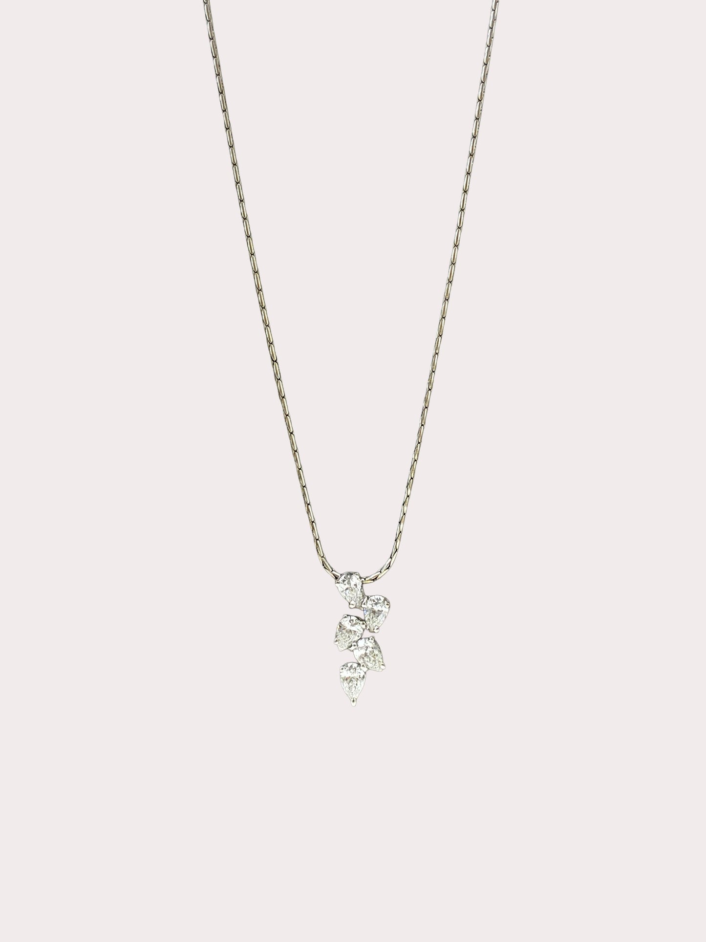 18CT White Gold Diamond Cluster Necklace