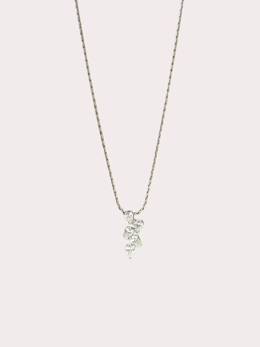 18CT White Gold Diamond Cluster Necklace