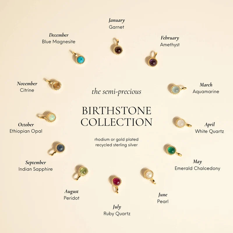 Sterling Silver Birthstone Milgrain Cabochon Earrings