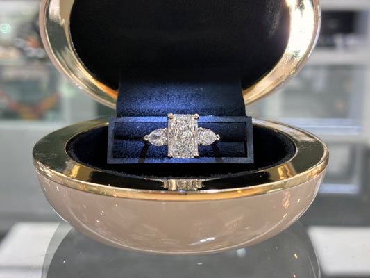18ct and Platinum Lab Grown Radiant Cut Diamond with Pear Shoulders 3.33ct Total