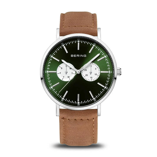 Bering Time Mens Green and Brown Watch