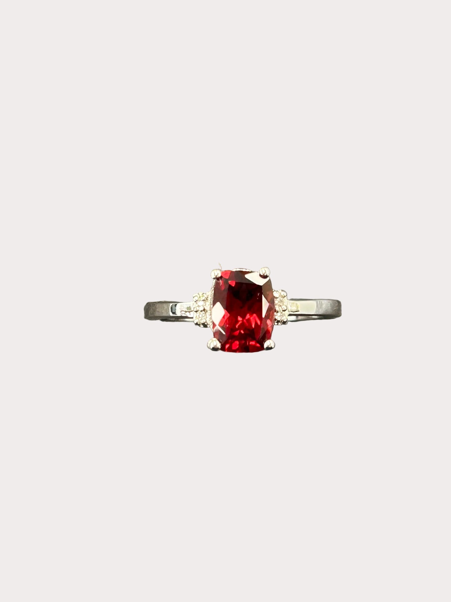 Sterling Silver Cushion Cut Gemstone Ring