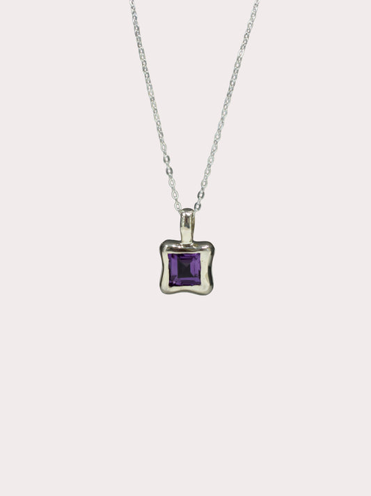 Sterling Silver Square Amethyst Pendant