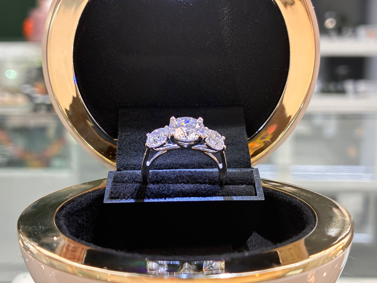 Platinum 3 Stone Round Brilliant Ring 3.55ct Total