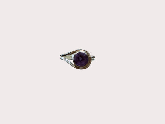 Sterling Silver Round Amethyst Ring