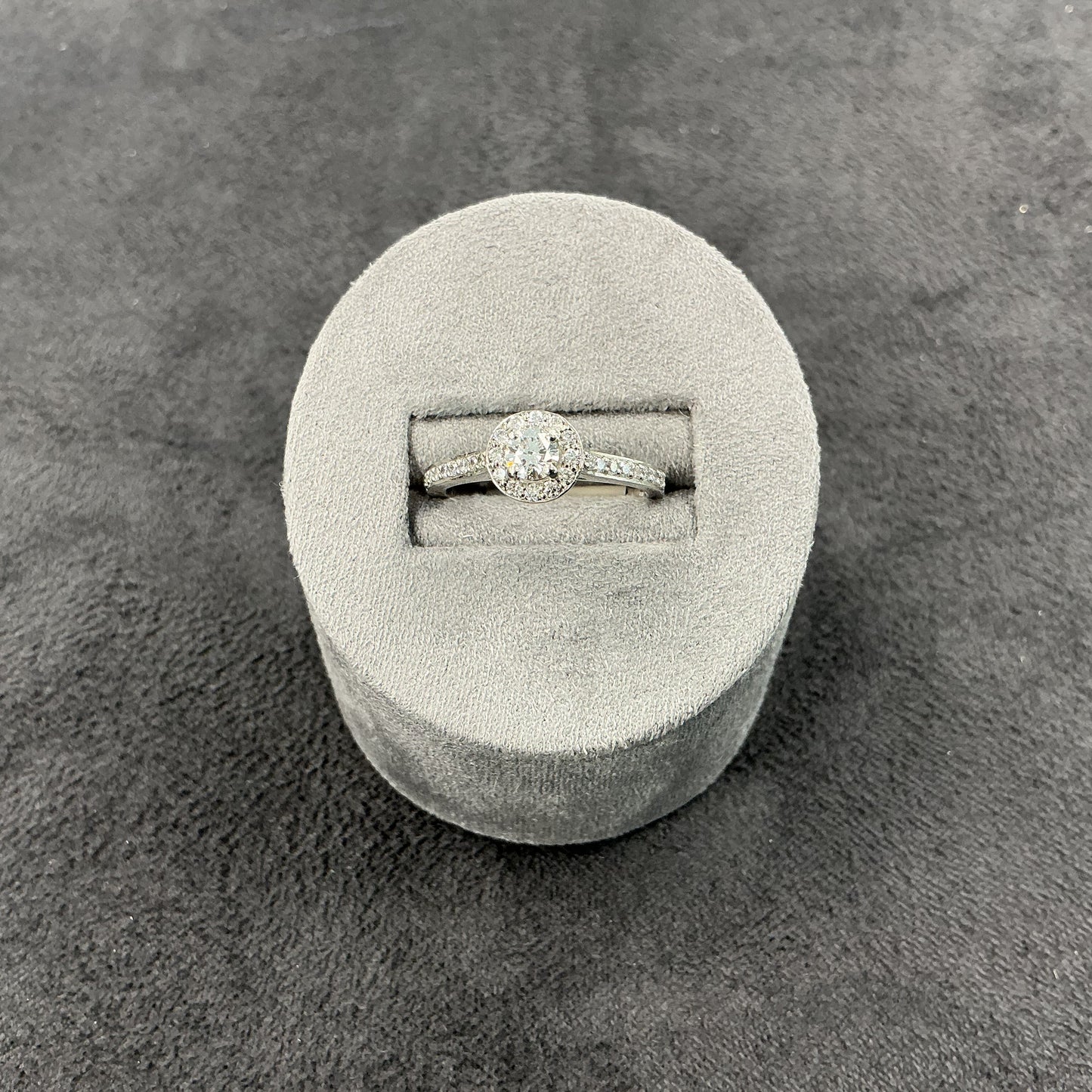 Platinum Diamond Halo Dia Set Shoulders GIA 0.23 F VS1