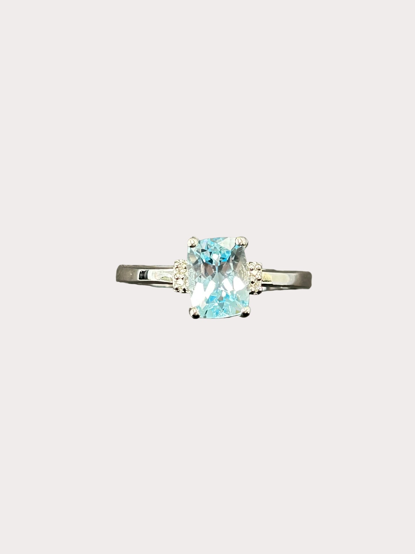 Sterling Silver Cushion Cut Gemstone Ring