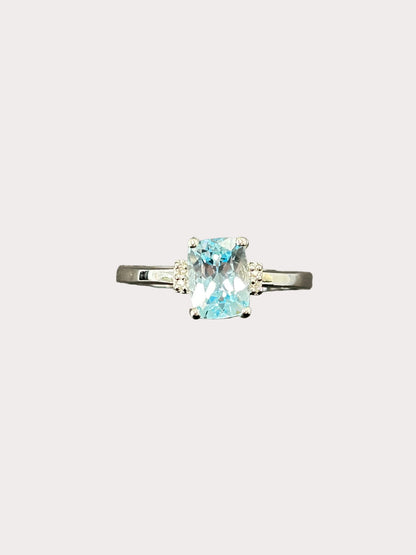 Sterling Silver Cushion Cut Gemstone Ring