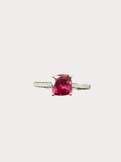 Sterling Silver Cushion Cut Gemstone Ring