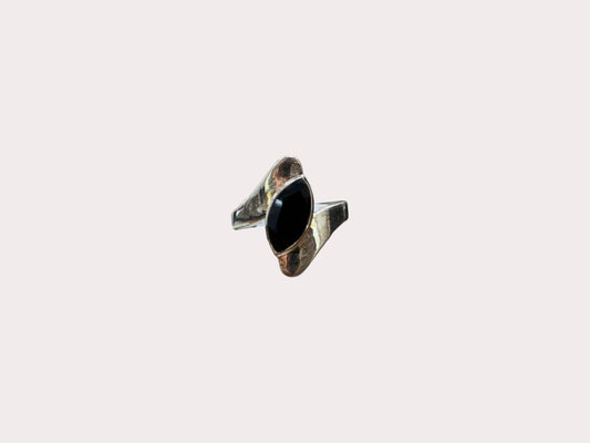 Sterling Silver Marquise Onyx Ring