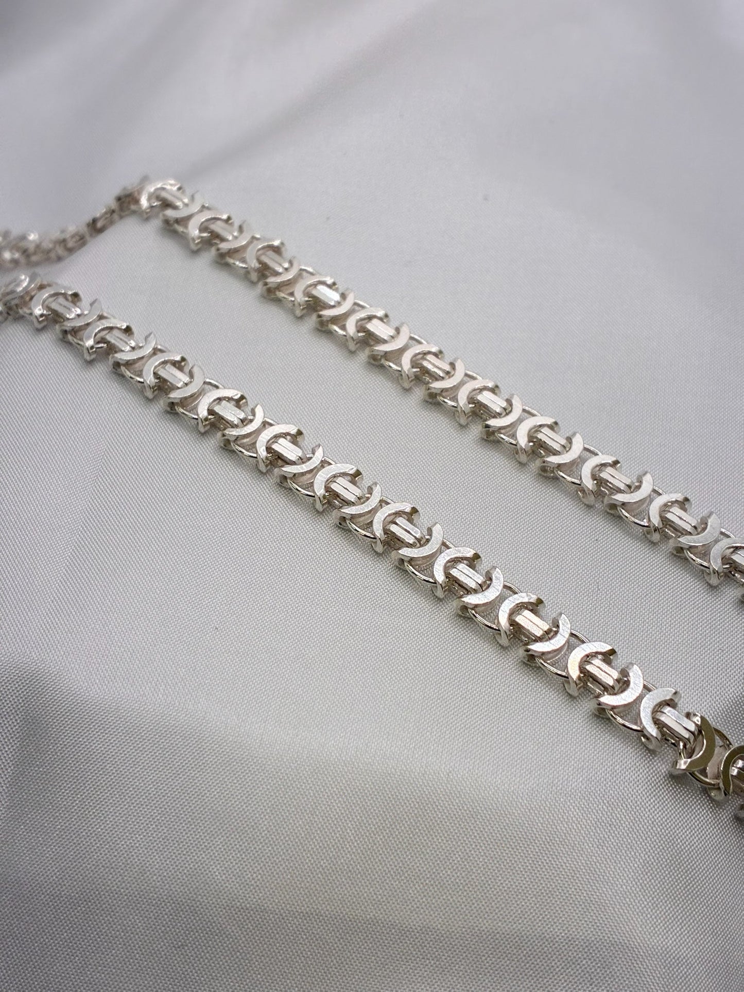Sterling Silver Flat Byzantine Necklace 36.5g