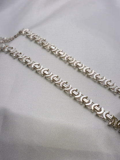 Sterling Silver Flat Byzantine Necklace 36.5g
