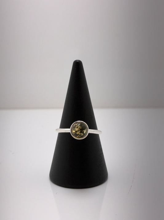 Sterling Silver Raised Amber Ring