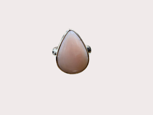Sterling Silver Pink Opal Pear Ring