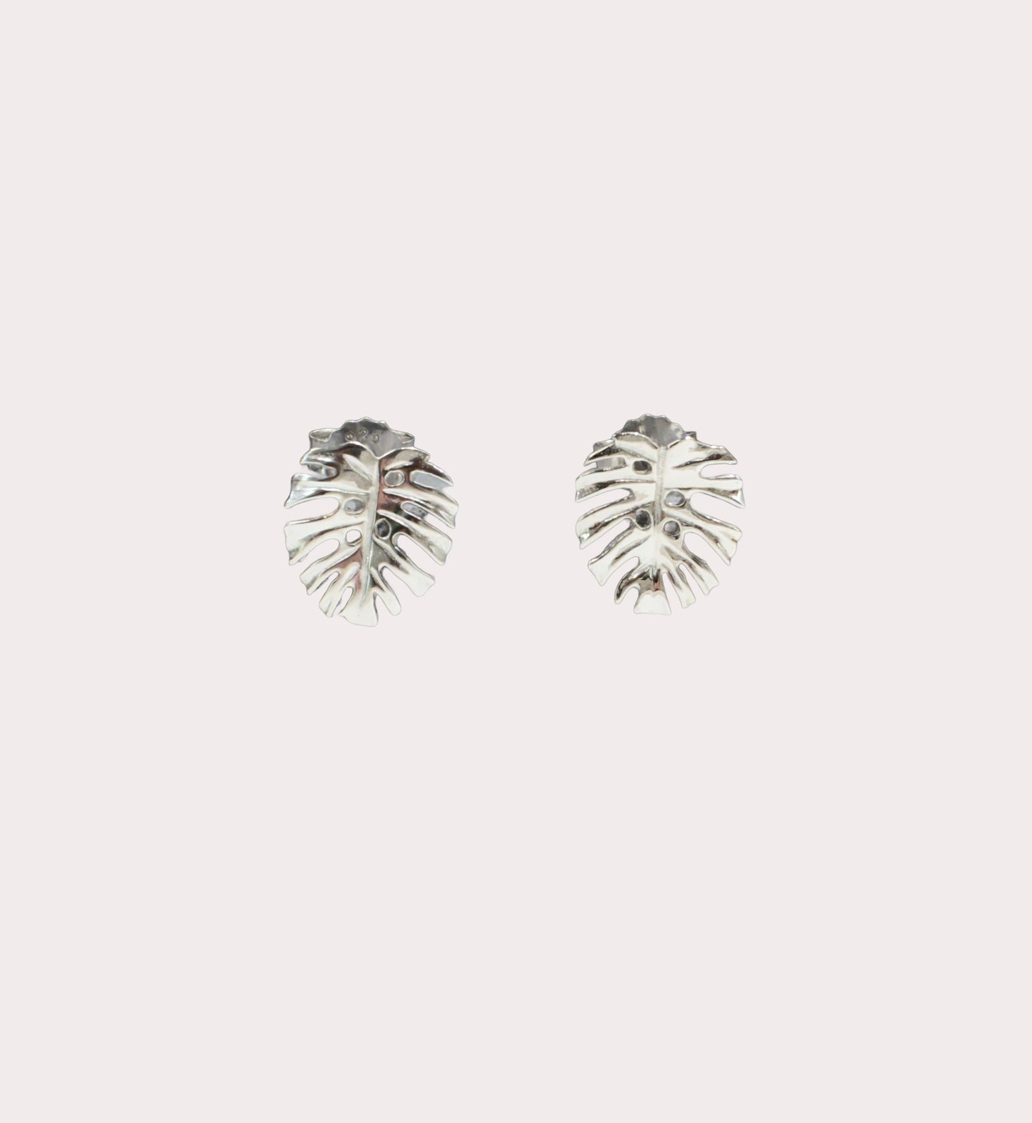 Sterling Silver Monstera Leaf Stud Earrings