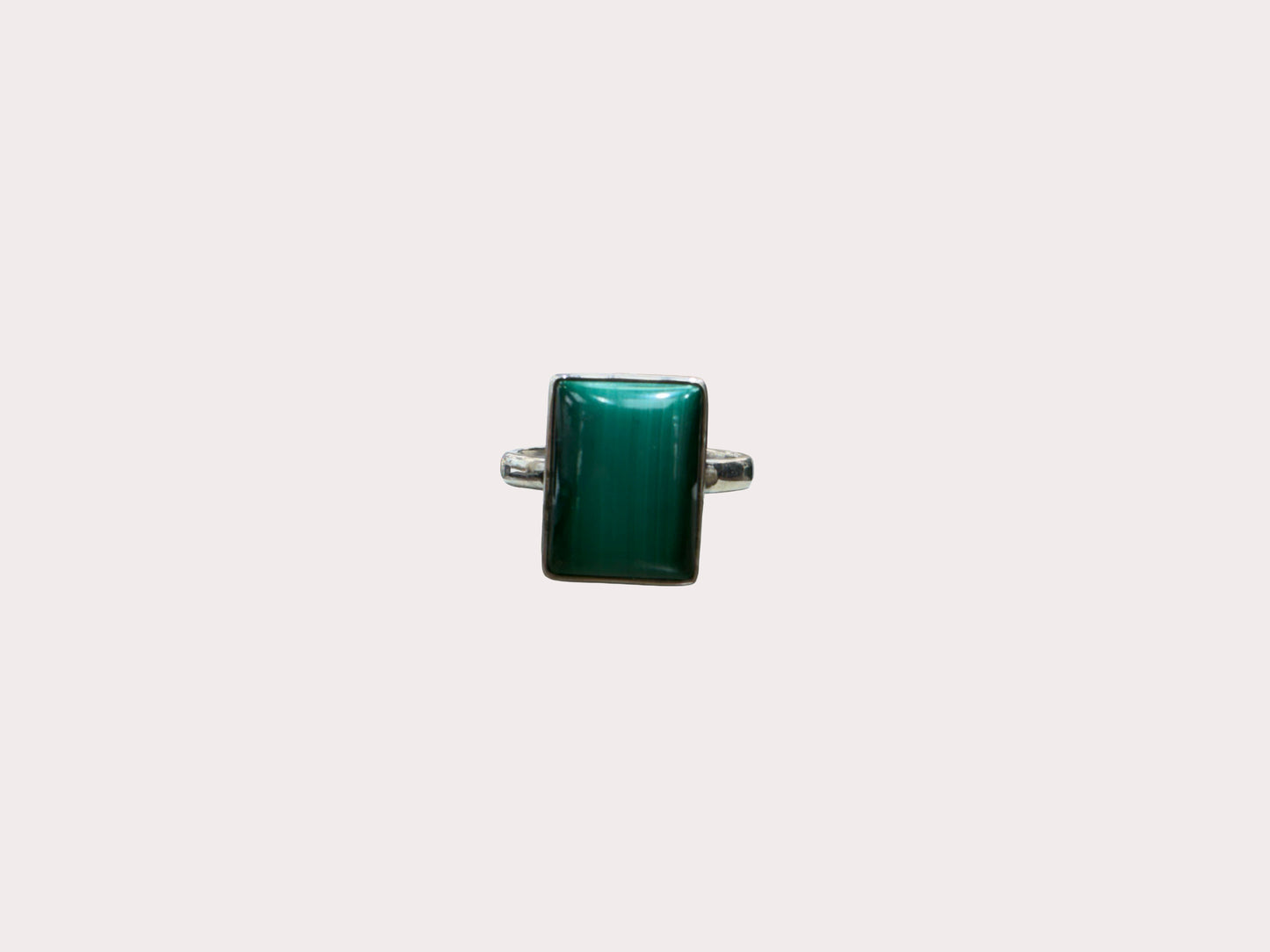 Sterling Silver Rectangle Malachite Ring