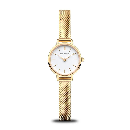 Bering Time Womens Small Gold and White Watch