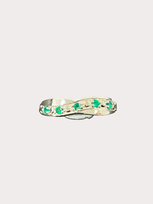Sterling Silver Twist Style Gemstone Ring
